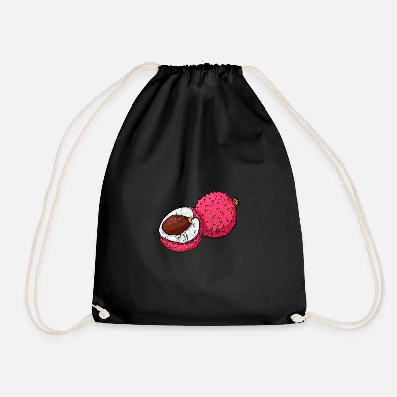 Retro Vintage Grunge Style Litschi Lychee - Turnbeutel - Schwarz