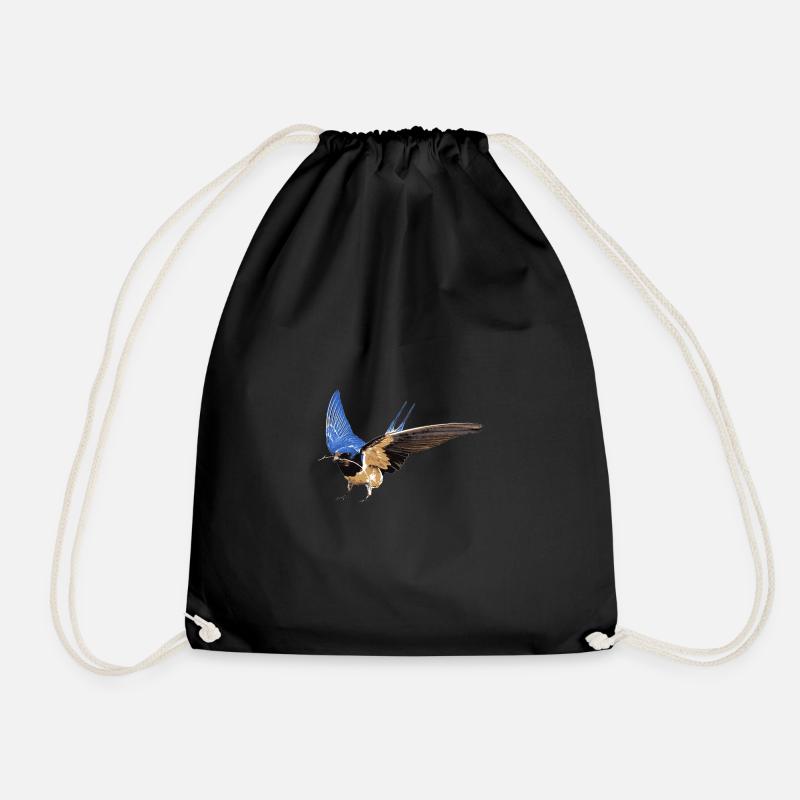 Smoky Swallow with stalk - Drawstring Bag - black