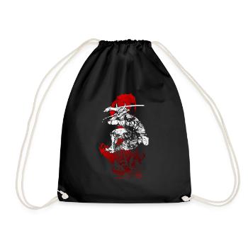 Samurai Warrior Japanese Manga Anime Gift - Drawstring Bag - black - Front
