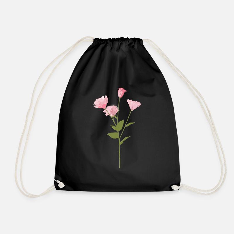 Rosa Blume - Turnbeutel - Schwarz