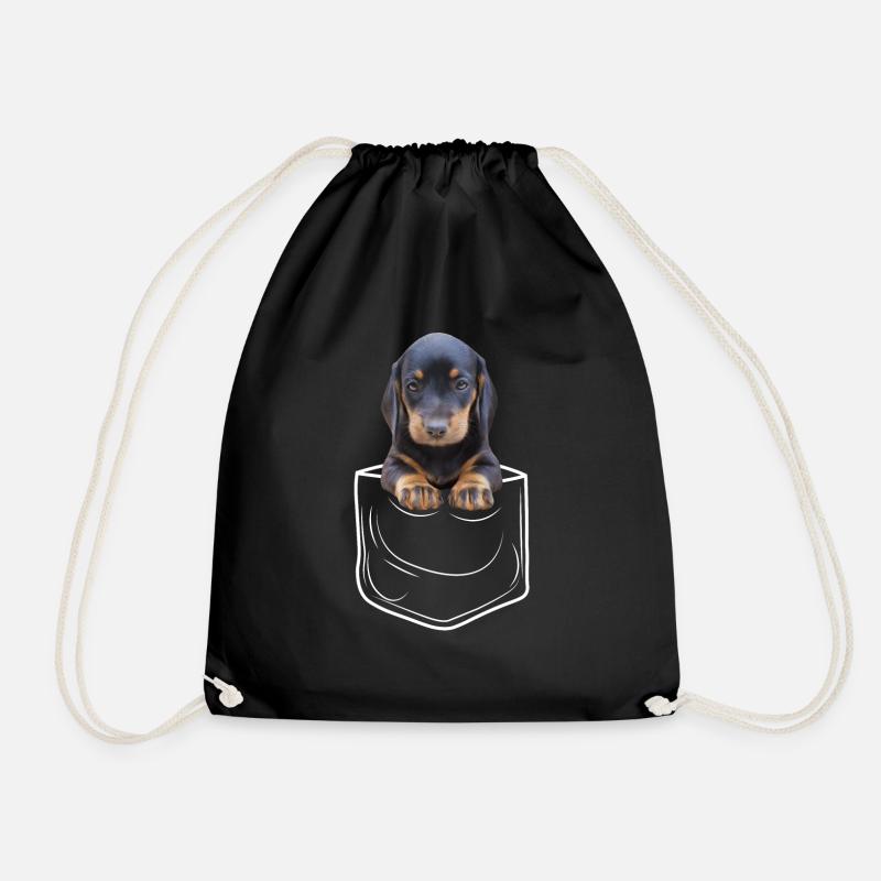 Dackel Kurzhaardackel Dachshund Brusttasche - Turnbeutel - Schwarz