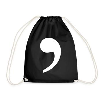 white comma trend gift idea punctuation - Drawstring Bag - black - Front