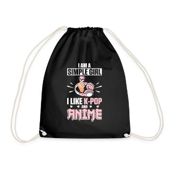 I Am A Simple Girl I Like K-Pop And Anime - Turnbeutel - Schwarz - Vorne