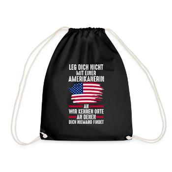 USA Amerikaner Amerikanerin Amerikanisches - Turnbeutel - Schwarz - Vorne