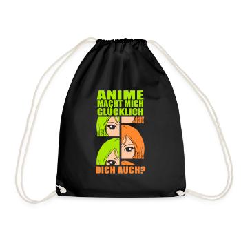 Anime macht mich glücklich dich auch? - Turnbeutel - Schwarz - Vorne