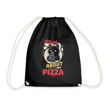 Ask Me About My Pizza Fast Food - Turnbeutel - Schwarz - Vorne
