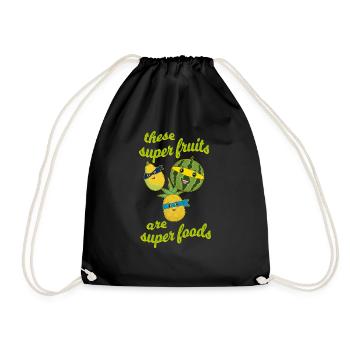 Fruits Super food funny T-shirt - Drawstring Bag - black - Front