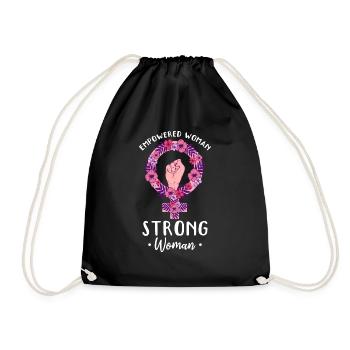Women's Rights Flowers Feminist Empowered Woman - Drawstring Bag - black - Front