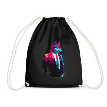 wolf in a suit and tie - Turnbeutel - Schwarz - Vorne