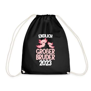 Großer Bruder 2023 Axolotl Grosser Bruder Geschenk - Turnbeutel - Schwarz - Vorne