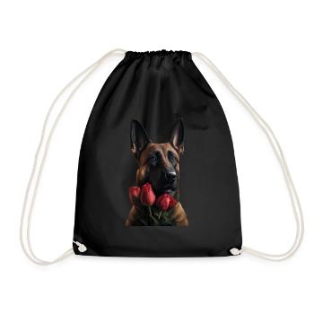 Malinois Valentins Tag - Turnbeutel - Schwarz - Vorne
