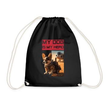 Welsh Corgi Pembroke as hero and watchdog - Drawstring Bag - black - Front