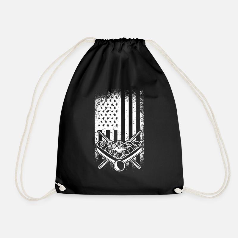 Retro Graphic Pool Billard Snooker Billard Cue 8-B - Drawstring Bag - black