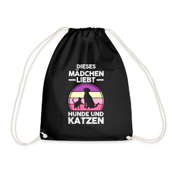 Katzen Katzenliebhaber Hundeliebhaber Hunde - Turnbeutel - Schwarz - Vorne