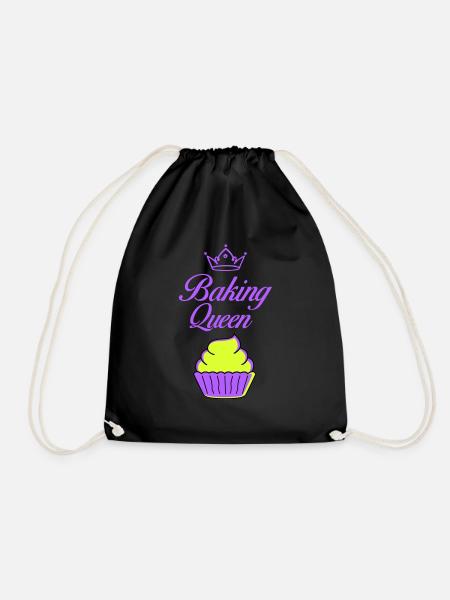 baking queen - Drawstring Bag - black