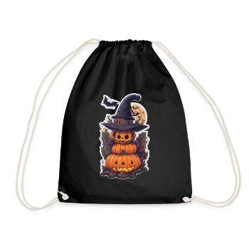 Helloween Pumpkin Monster - Drawstring Bag - black - Front