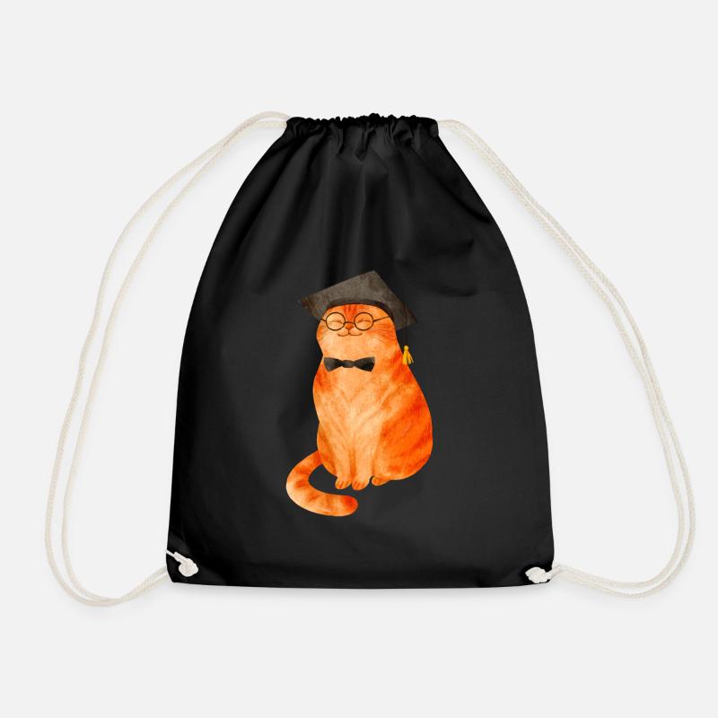 Study Cat – Success on four paws - Drawstring Bag - black