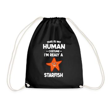 This is My Human Costume I m Really A Starfish - Drawstring Bag - black - Front