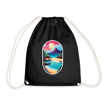 plage vacances soleil mer - Sac de sport léger - noir - Devant