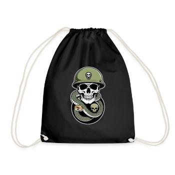 serpent squelette et tatouage - Sac de sport léger - noir - Devant