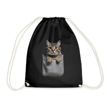 Korat-Katze in der Tasche Geschenk - Turnbeutel - Schwarz - Vorne