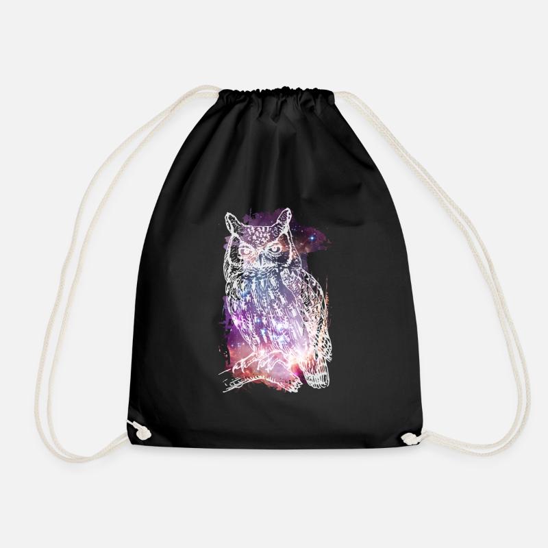 The Cosmic Owl - Drawstring Bag - black