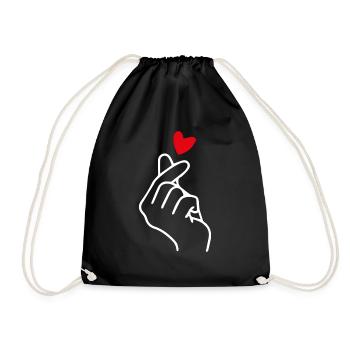 Coeur Signe de la main Symbole K-pop K Drame Corée - Sac de sport léger - noir - Devant