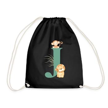 Lettre j vert animaux jungle - Sac de sport léger - noir - Devant