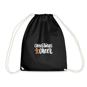 Gingerbread Christmas CHEER Happy Holiday Fun - Drawstring Bag - black - Front