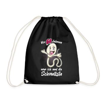 60 Geburtstag Frauen 1961 Jahrgang 60. Jubiläum - Turnbeutel - Schwarz - Vorne