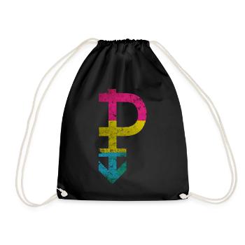 Symbol Pansexualität Stolz Flagge Grunge Effekt - Turnbeutel - Schwarz - Vorne