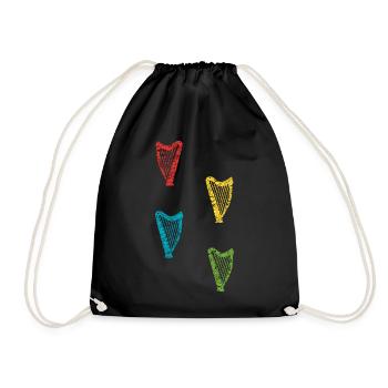 Harp Player Harp Music String Instrument Idea - Drawstring Bag - black - Front