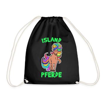 Pferde Pony Islandpferde Isländer Spruch Pferdefan - Turnbeutel - Schwarz - Vorne