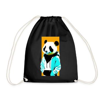 Panda en sweat à capuche - Sac de sport léger - noir - Devant