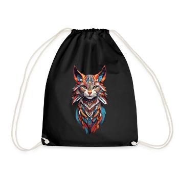 Boho Wildkatzen Spirit Design - Turnbeutel - Schwarz - Vorne