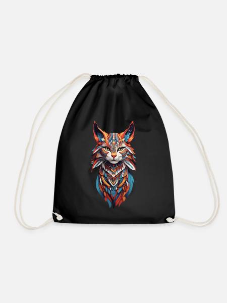 Boho Wildkatzen Spirit Design - Turnbeutel - Schwarz