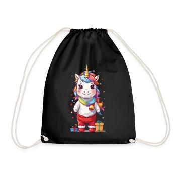 Colorful Christmas Magic Unicorn Winter Gifts - Drawstring Bag - black - Front
