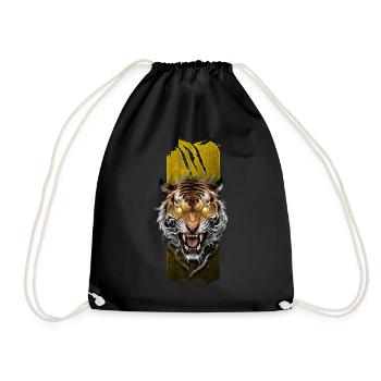 Majestic Fury: Fierce Roaring Tiger - Drawstring Bag - black - Front