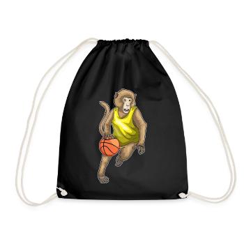 Affe Basketballspieler Basketball - Turnbeutel - Schwarz - Vorne