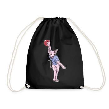 Sphynx Cat Bowling Bowling Ball - Drawstring Bag - black - Front