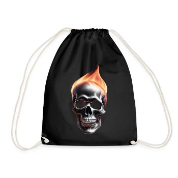Skull on fire - Drawstring Bag - black - Front