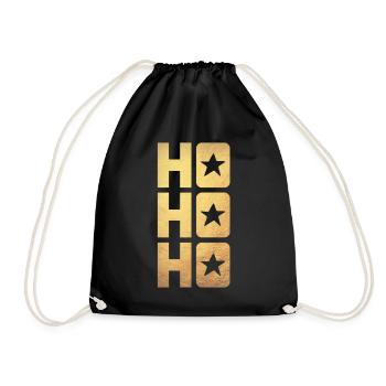 HO HO HO Gold Weihnachten Xmas Advent Luxus Stern - Turnbeutel - Schwarz - Vorne
