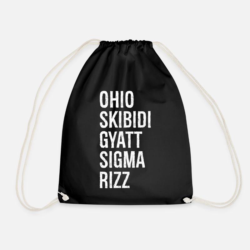 Ohio Skibidi Gyatt Sigma Rizz - Drawstring Bag - black