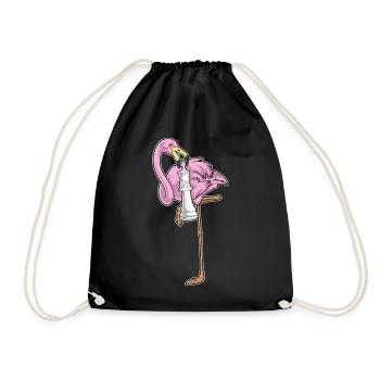 Flamingo Chess Piece King Chess - Drawstring Bag - black - Front