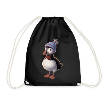 Beau macareux avec chapeau - Sac de sport léger - noir - Devant