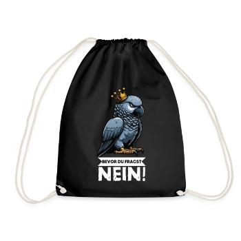 Before you ask: No African grey parrot, parrot, parrot, parrot - Drawstring Bag - black - Front