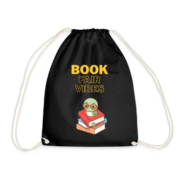 Buchmesse-Vibes Bücherwurm - Turnbeutel - Schwarz - Vorne
