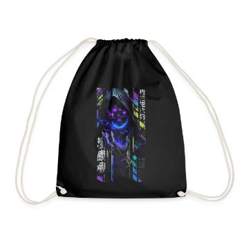 Reaper Neon-Holografieschädel – Halloween - Turnbeutel - Schwarz - Vorne