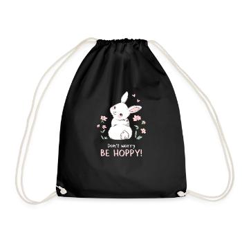 Don't Worry Be Hobby Rabbit Rabbit - Drawstring Bag - black - Front