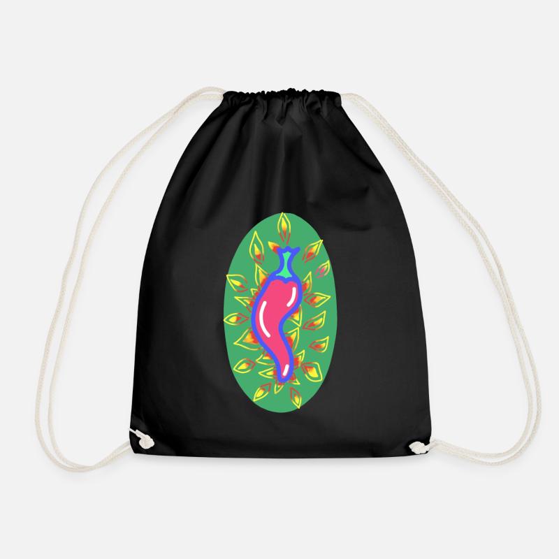 Fiery chili pepper - Drawstring Bag - black